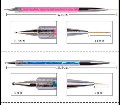 5Pcs/Set 2 in 1 Double Head Nail Art Dotting Pen Liner Brushes