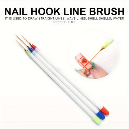 3pcs/set Professional Fine Drawing Striping Liner Gel UV Manicure Tool
