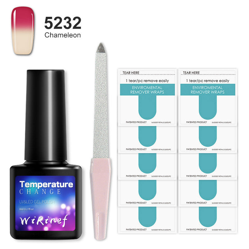 8ML Temperature Color Gel Nail Polish Nail File Buffing Stick Nail Polish Remover Combo kit