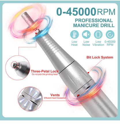 45000 RPM Portable Electric Nail Polisher with Bits LED Display