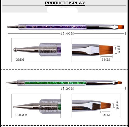 5Pcs/Set 2 in 1 Double Head Nail Art Dotting Pen Liner Brushes