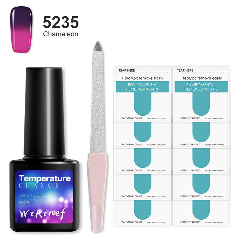 8ML Temperature Color Gel Nail Polish Nail File Buffing Stick Nail Polish Remover Combo kit