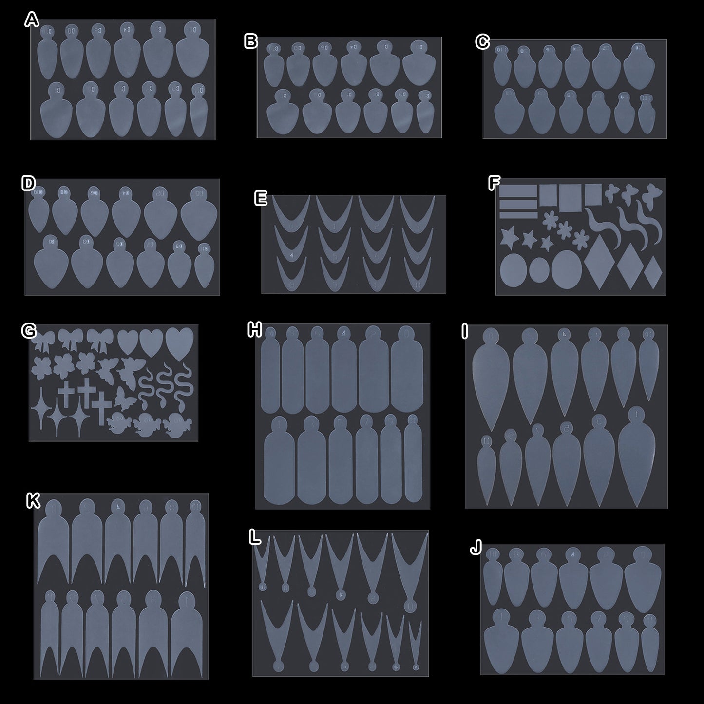 1 Sheet Nail Forms Mould Sticker 12pcs