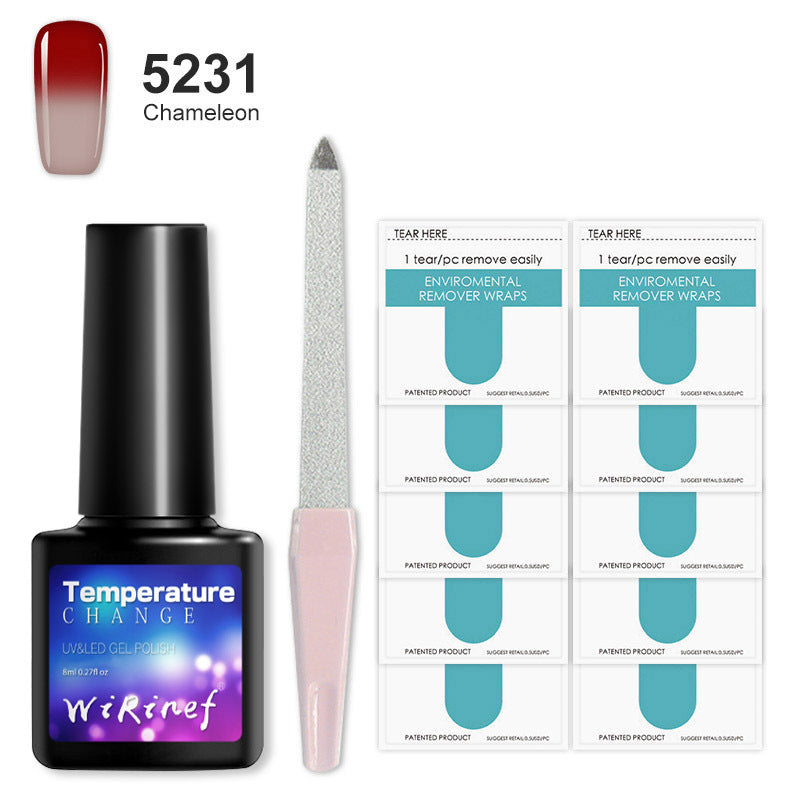 8ML Temperature Color Gel Nail Polish Nail File Buffing Stick Nail Polish Remover Combo kit
