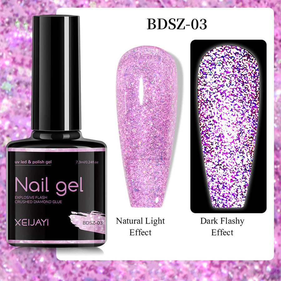XEIJAYI Giltter Diamond Nail Gel Polish Of 9 Colors Set Soak Off UV Gel Polish 7.3ml/pcs