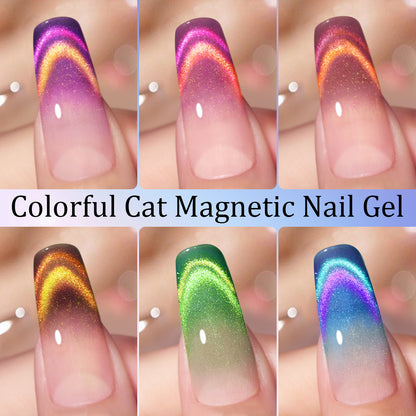 Double Light Cat's Eye  Nail Polish Purple Red Green Blue Brown Pink Autumn and Winter Colors Salon Gel Manicure Diy At Home Nail Art Gift For Women Girl(10ml/0.3fl.oz)