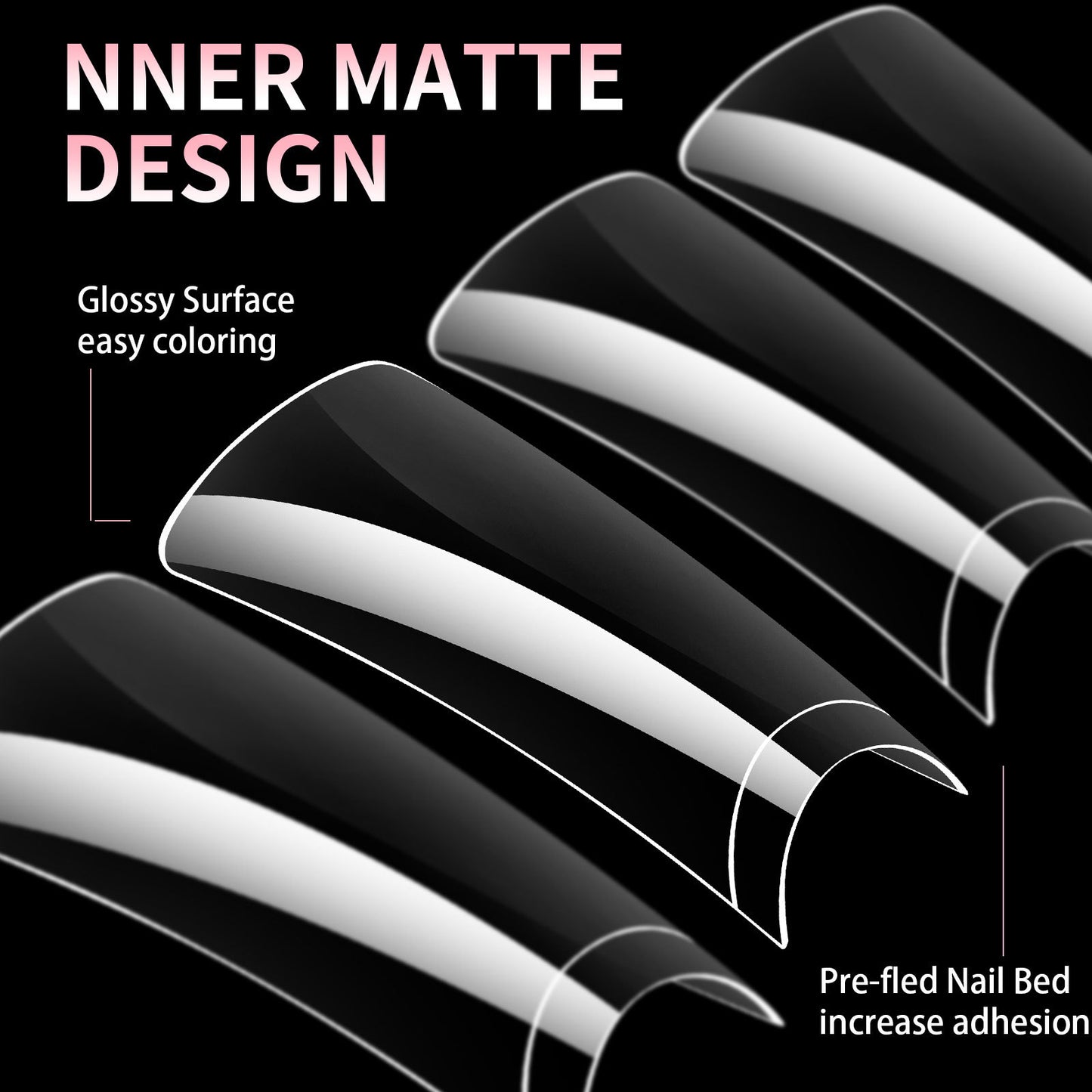 Mat nail tips duck shape 504 pcs/box